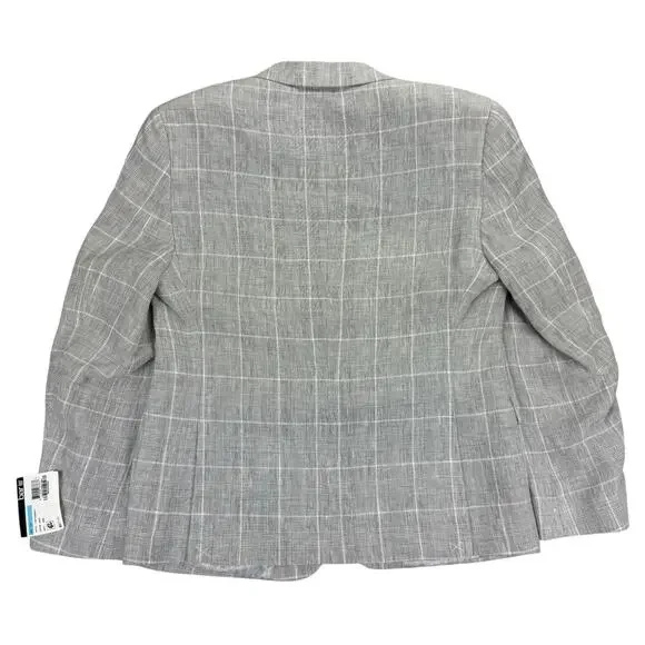 Bar III Mens Slim Fit 100% Linen Plaid Suit Jacket Gray 40S - Picture 4 of 5